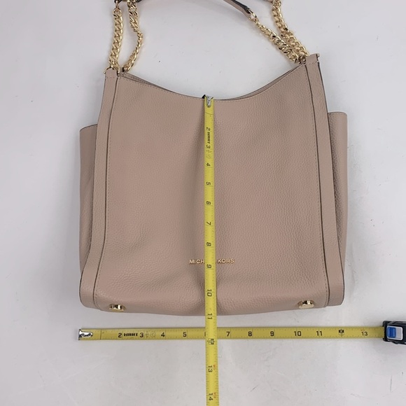 Michael Kors Newbury Soft nude Leather Shoulder Tote Handbag Gold Chain New NWOT - Picture 14 of 16